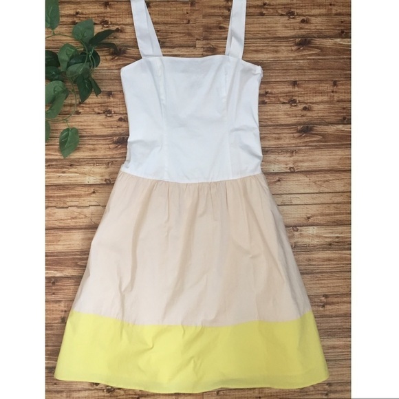 Cremieux Anna Tiered Color Block Drop Waist Sundress Yellow White NWOT - Picture 5 of 11